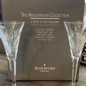 Waterford crystal flutes the Millenium Collection